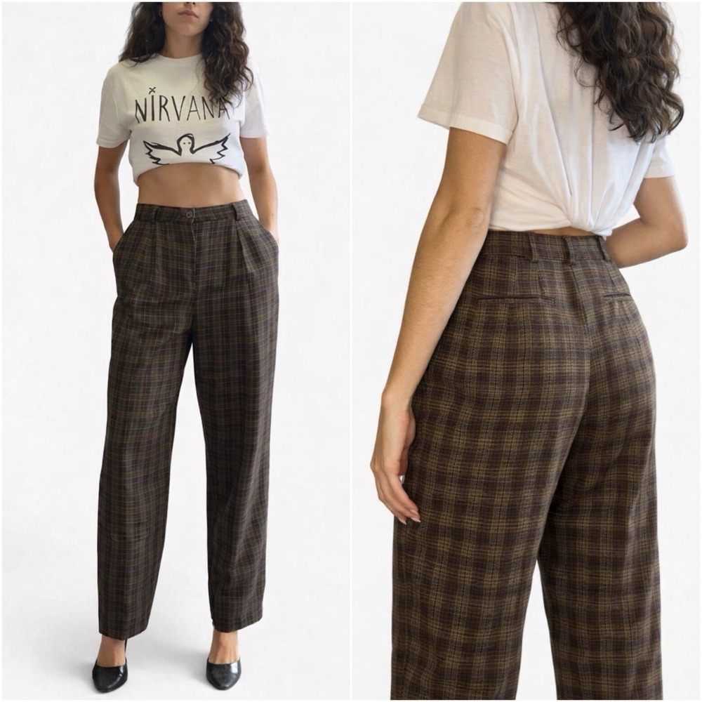 Urban Outfitters Plaid Brown Trousers